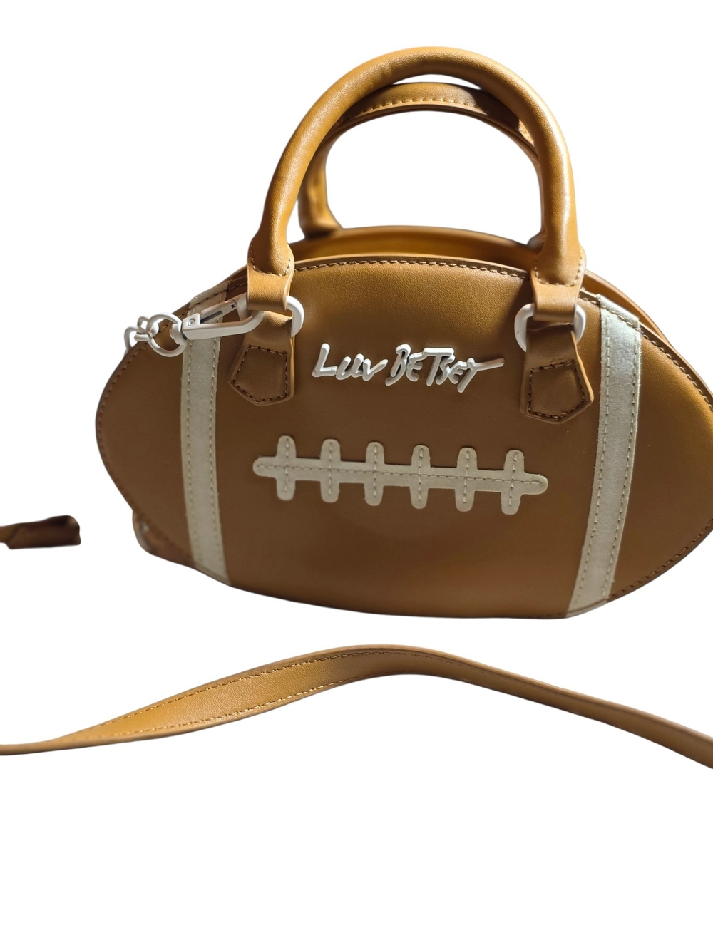 Luv Betsey by Betsey Johnson Tan Football Novelty Crossbody Bag Satchel - Picture 9 of 16